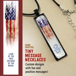 LAND OF THE FREE Vertical Pendant Necklace